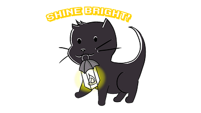 shine bright candle cartoon cat character cute illustration lamp light shine