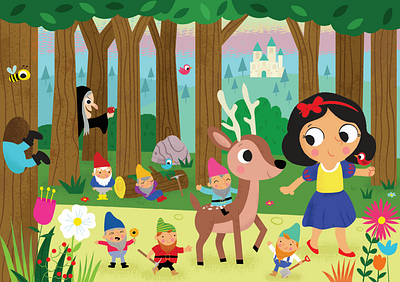 Snow White animals children childrens childrens illustrations cute illustration picturebook vector