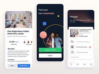 Mobile App Concept - Find Roommates & Rent Rooms app app design application application ui design design app interface mobile app mobile app design mobile design property real estate rental rental app ui uiux user experience