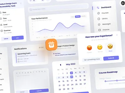 LMS UI Components | Case Study app buttons cards carts components dashboard design design system fields input box kit menu rating sidebar tabs ui web