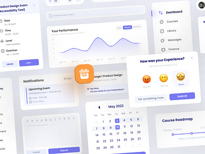 LMS UI Components | Case Study app buttons cards carts components dashboard design design system fields input box kit menu rating sidebar tabs ui web