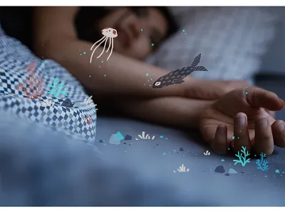 Hoshi Pitch animals animation art art direction artwork characters commission design illustration mixedmedia pitch project sea sleeping underwater