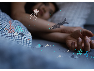 Hoshi Pitch animals animation art art direction artwork characters commission design illustration mixedmedia pitch project sea sleeping underwater