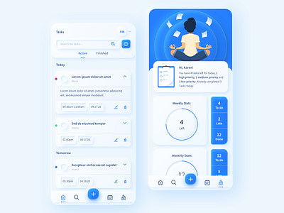 To Do App Neumorphic app blue dashboad design illustration inspiration list manager neumorphic neumorphism person sketch task tasks to do ui ux vector web website