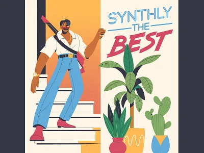 Synthly the Best building character characterdesign drawing foliage graphic guitar illustration lettering perspective plants retro succulants synth texture typography vinyl