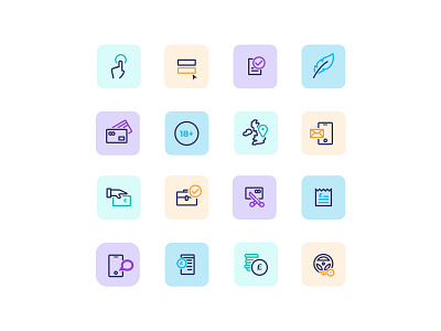 Pastel icon set for the finance industry design icon icons illustration limely pastel pastels ui
