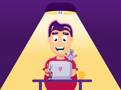 Working From Home character design flat character design work from home
