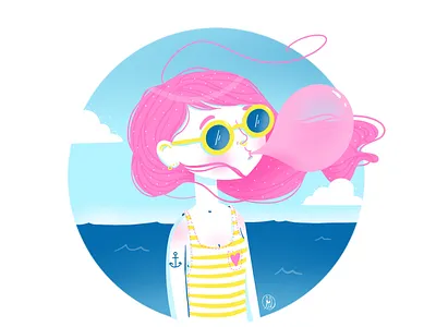 By the sea... character confined covid19 digital illustration digitalart illustration illustrator ipadpro procreate procreate art sea tattoo