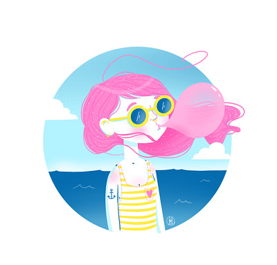 By the sea... character confined covid19 digital illustration digitalart illustration illustrator ipadpro procreate procreate art sea tattoo