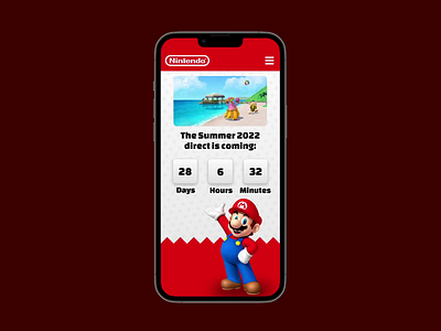 Nintendo Summer Direct Countdown animation app daily ui design mobile ui ux