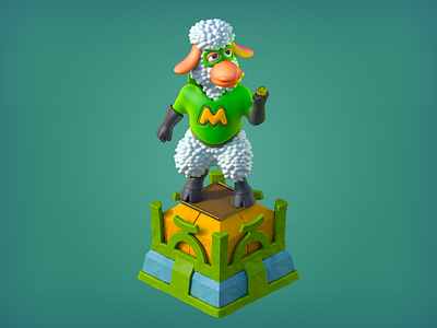 Supersheep 3d c4d cinema4d decor farm green illustration mobile game ring sheep statue superhero