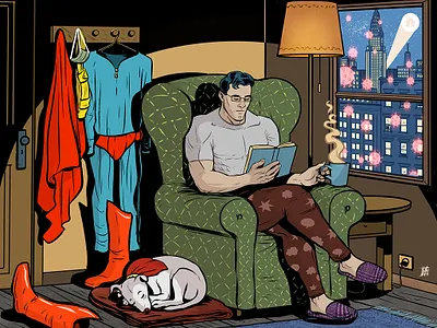 Heroes Stay at Home comic coronavirus digital editorial illustration stayhome