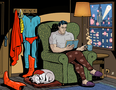 Heroes Stay at Home comic coronavirus digital editorial illustration stayhome