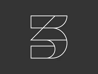 Three alphabet design geometric icon logo logomark modern monogram logo typography