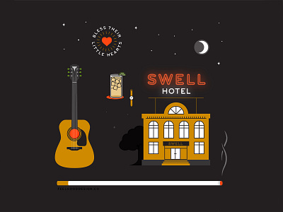 John Prine // When I Get to Heaven guitar heart hotel illustration line art moon vector watch