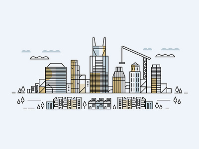 Nashville Skyline Illustration crane design geometric graphic design icon illustration line lineart minimal nashville set skyline tennessee vector