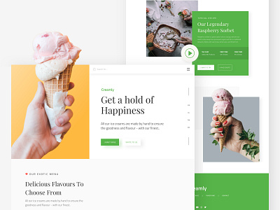 Ice Cream Shop Landing Page branding dailyui design designer desktop inspiration photoshop typography ui uitrends web