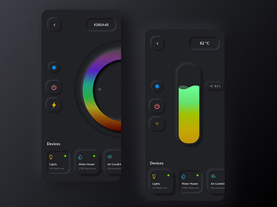 Smart Home | Dark Mode | Neomorphic colourfull dark app dark mode dark theme dark ui design minimal neomorphic neomorphism sketch smart home smarthome ui ux