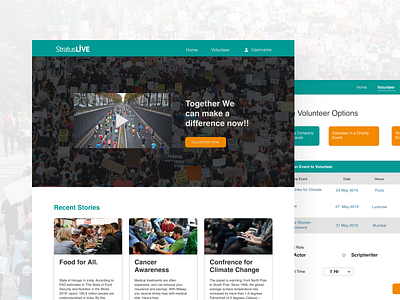 StratusLive Volunteer Portal concept design donate interaction interface minimal screens ui ui design ux volunteer web web design webdesign website