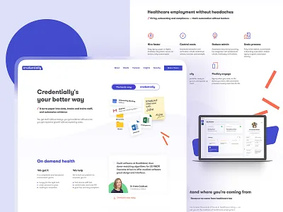 Credentially Website: Features Page company website corporate website design design studio features features page graphic design healthcare interaction interface medical ui user experience user experience design user interface ux web web design web interface website design
