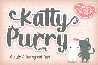 Katty Purry book business card cat cute design display font family fonts funny handwritten invitation packaging product tshirt typeface typography