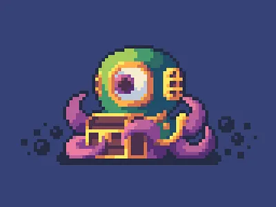 👁🐙🌊❓ character design design digital art gamedev illustration pixel art retro