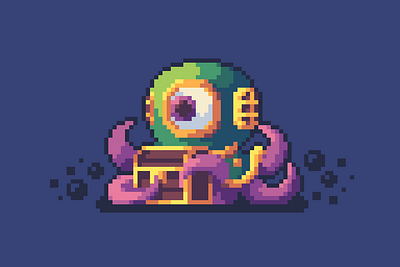 👁🐙🌊❓ character design design digital art gamedev illustration pixel art retro