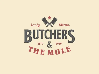 Butchers & The Mule Logo 99designs branding charming classic design flat logo restaurant sleek vector