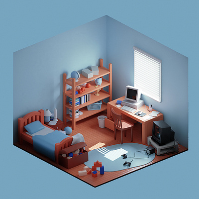 Isometric Room 3d blender3d isometric kids room