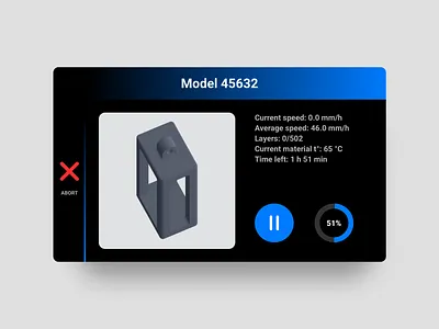 Touch UI 3d printer 3d printing dark dark mode dark ui futuristic icons navigation printer touch screen ui ux