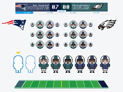 FanDuel lite - pixel game - visual assets assets avatars design eagles elements fantasy sports game games illustration ipad nfl patriots pixel art product design sports tablet ui ui design ux ux design