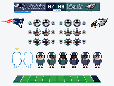 FanDuel lite - pixel game - visual assets assets avatars design eagles elements fantasy sports game games illustration ipad nfl patriots pixel art product design sports tablet ui ui design ux ux design