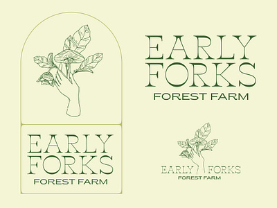 Early Forks Forest Farm logos brand design brand identity farm graphic design illustration logo design logo designer mushrooms typography