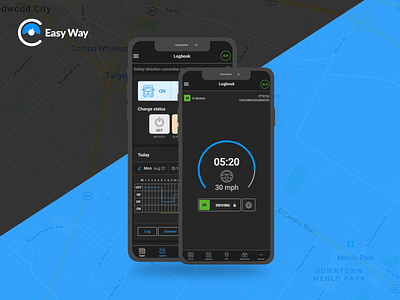 Easy Way • Dashboard & Status screen android app design app app design app ui dark dark mode dark theme dashboard app design driver driver app ios app design mobile app design night mode night mode app truck ui ux