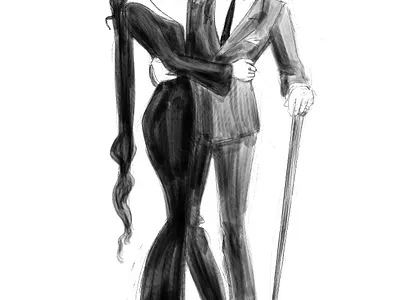 Addams Family - Patricia and Gomez addams addams family character costume gomez illustration illustrator line art patricia penwork portrait