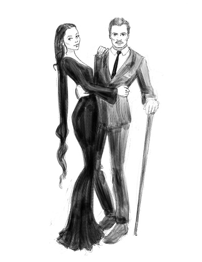 Addams Family - Patricia and Gomez addams addams family character costume gomez illustration illustrator line art patricia penwork portrait