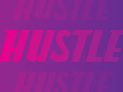Hustle Type fast hand type hustle pink purple speed typography vector