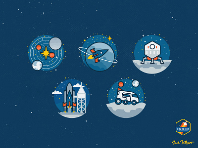 Starshot Spot Illustrations galaxy icon design iconography illustration interstellar outerspace rocket space spot illustration stars ui design ux design