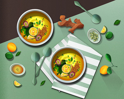 Soup design dish dishes flat food food illustration graphic design illustration immunity soup ux vector