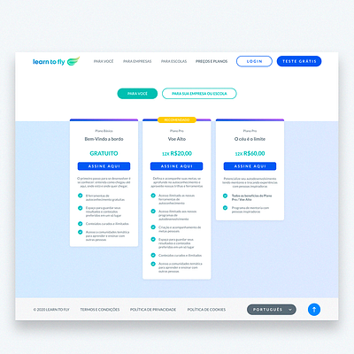 Learn to Fly - Plan choosing app design layout product product design typography ui uidesign ux vector web website