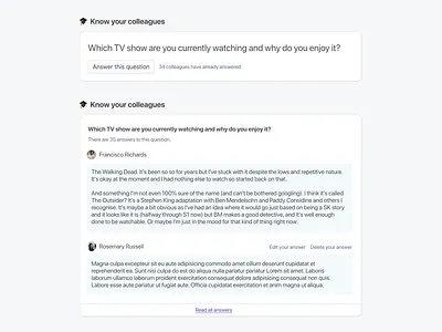 Know your colleagues answer colleague form link list question saas