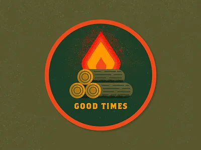 Good times adventure art design fire good times graphic design icon illustration illustrator logo logs outdoor badge patch shapes travel vector