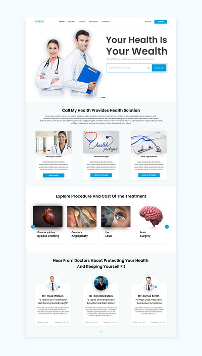 Medical website concept design doctor doctor app health app health care healthcare healthy medical medicine search bar solution solutions testimonial trendy uiux ux webdesign website white