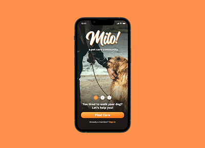 Milo! - Pet Care Application app branding pet walking product design ui ux