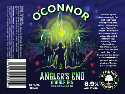 Anglers End angler beer bottle deep sea design dipa illustration ipa