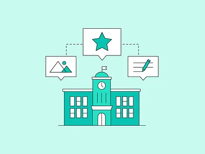 Building university brands on social media flat illustration school social media university vector