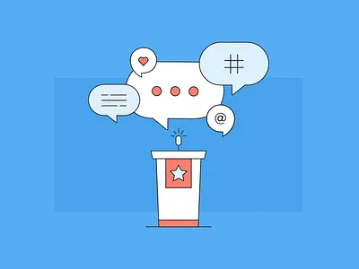 Social media in government flat government illustration social media vector