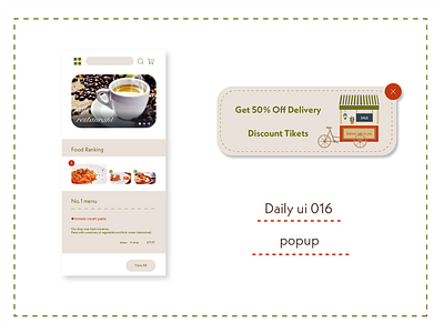 Daily ui 016＊popup app cafe coffee dailyui dailyui016 design illustrator mobile photoshop popup restaurants ui web