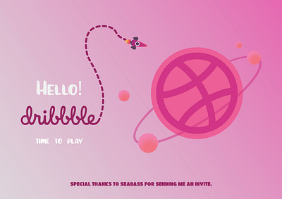 Hello Dribbble ! debut debutshot design dribbble flat flat design flatdesign fly hello hello dribbble hellodribbble icon illustrator logo minimal pink play shot vector vectorart