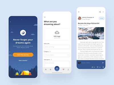 Dream Journal App app design article clean daily ui dailyui dream journal dribbble figma journal okoslam story ui uiux design ux design